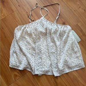 Anna Grace White and Black Polka Dot Tank Top